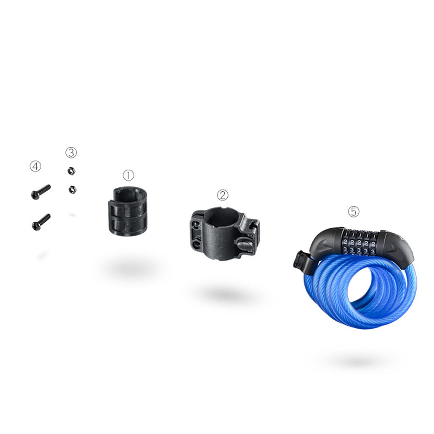Image of the bracket attachment steps for the coiled combination lock