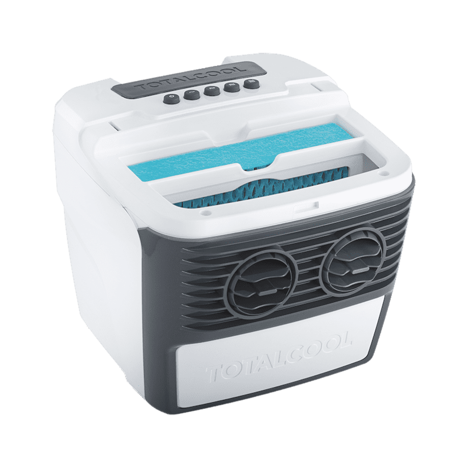 Image of the white TC3000 portable air cooler with the lid removed for refilling