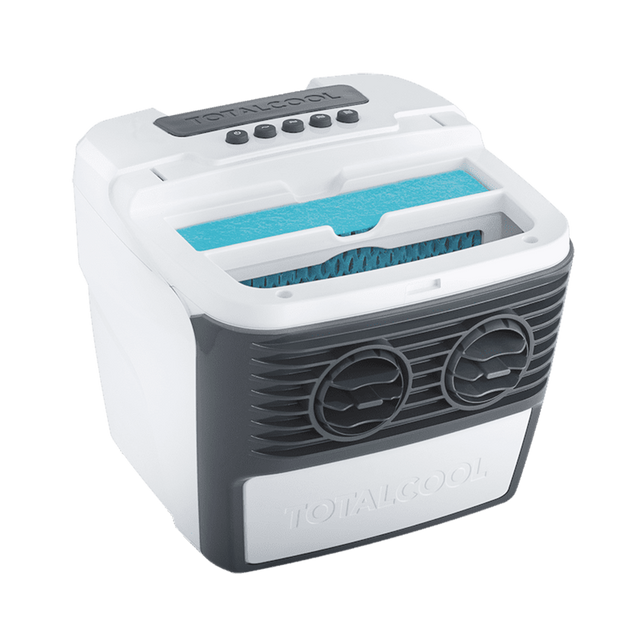 Image of the white TC3000 portable air cooler with the lid removed for refilling