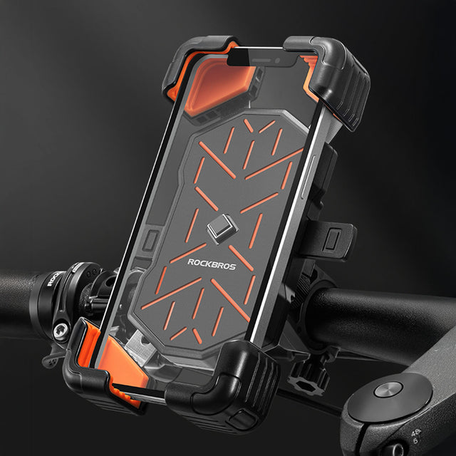 Image of the quick release phone holder with a mock phone inside of it