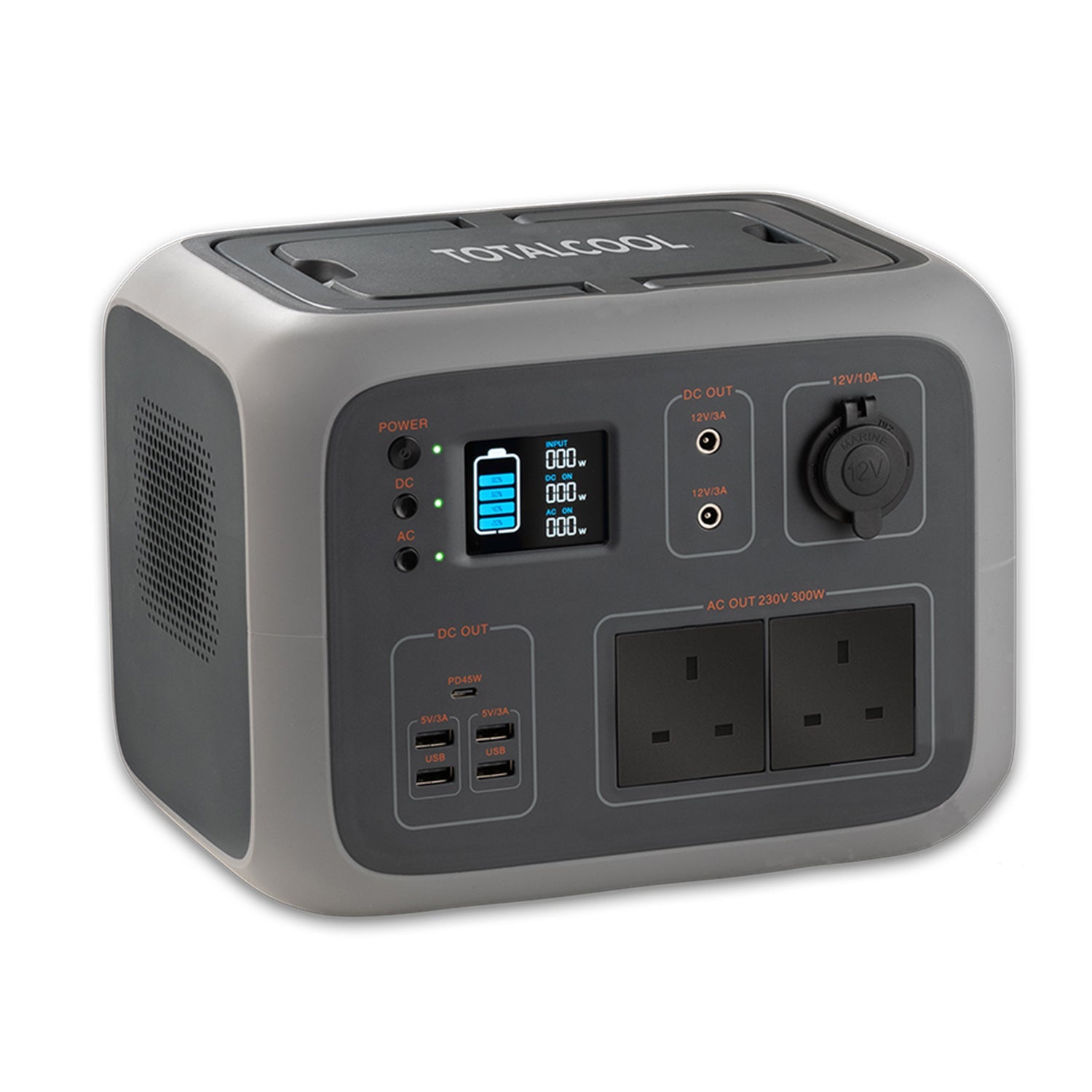 Front view of the TP500 with UK Plugs