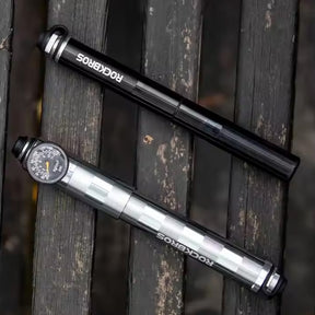 Image of the black and silver colour variations of the manual bike pump
