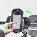 Image of the rainproof mobile phone holder in use on a bike