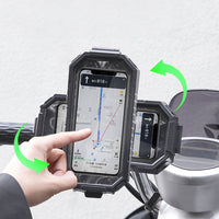 Image of the rainproof mobile phone holder in use on a bike